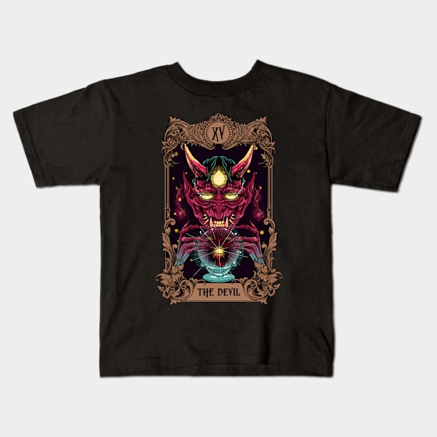 Major Arcana Tarot Card The Devil XV Halloween Kids T-Shirt by E